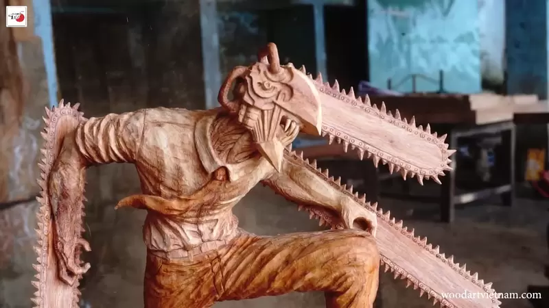 越南木雕職人製作《鏈鋸人》精彩呈現斬殺惡魔身姿煞爽的少年 | 葉羊報報