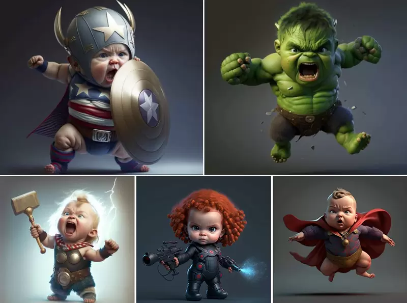 皮克斯動畫風《Marvel嬰兒》漫威史上最萌英雄們❤不過…「AI作畫」果然又失誤了？ | 葉羊報報
