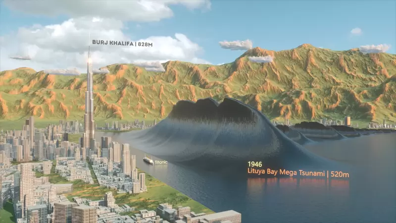 《人類有史以來最大海嘯》用電腦動畫模擬各種滔天巨浪，利圖亞灣地震造成的海嘯高達524公尺 | 葉羊報報