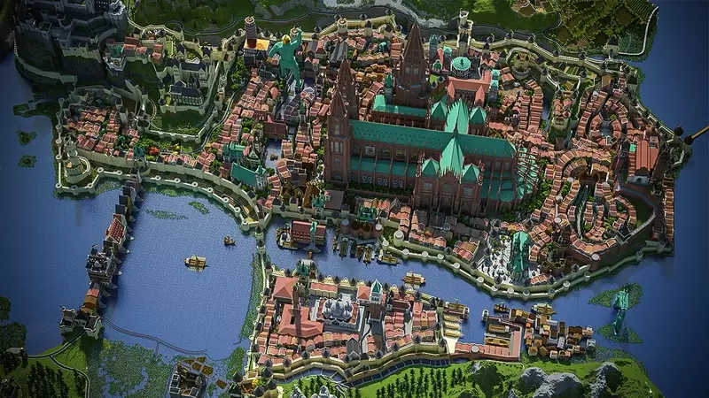 完全用麥塊搭建的巨大都市《Lucastro》總共耗時10000小時製作出來的宏偉畫面 | 葉羊報報